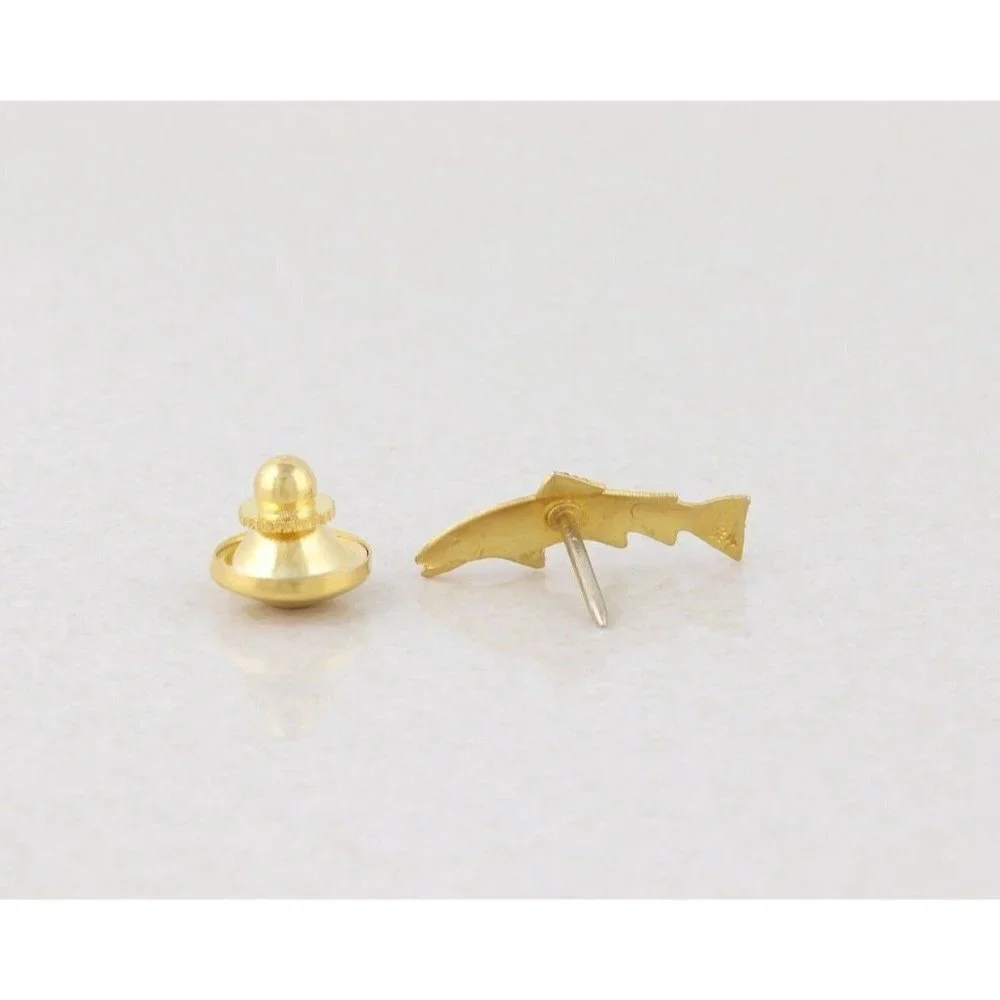 10k Rose Gold Tie Tack Trout Bass Salmon Fish Mens Lapel Pin